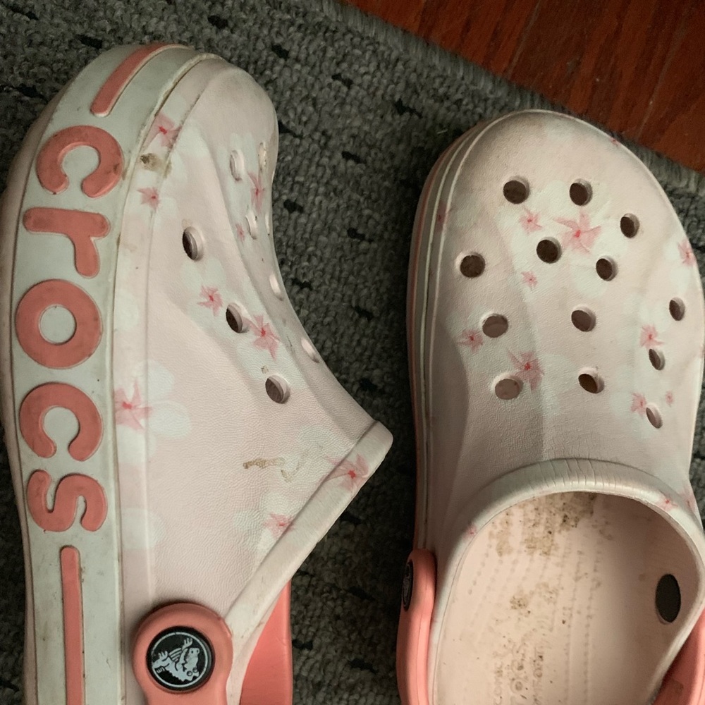 Pink Flower Crocs